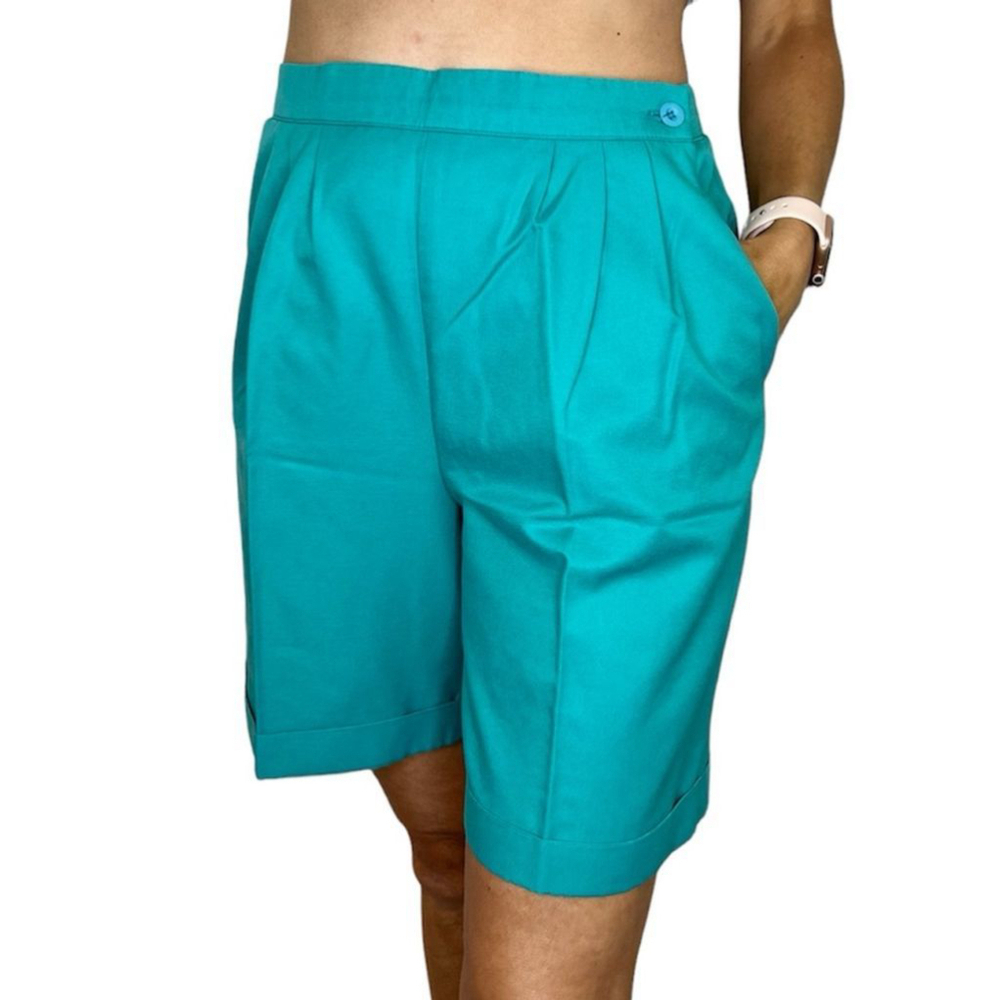 Vintage Paris Star turquoise tailored high rise shorts 12